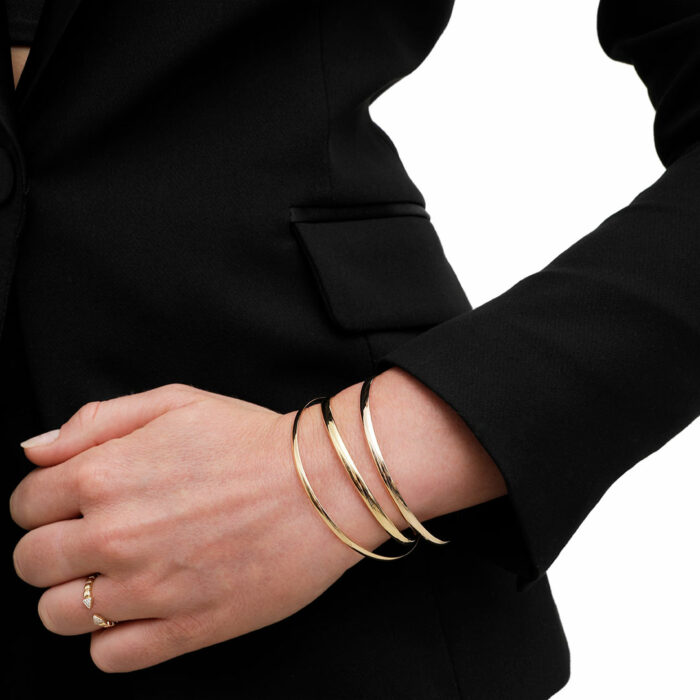 7mm Half Flat Solid Gold Bangle - Image 3