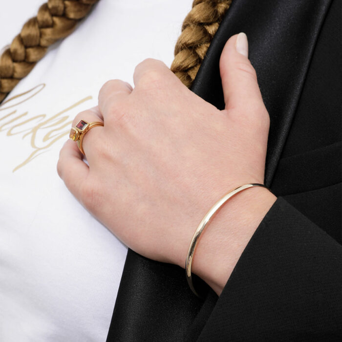 7mm Half Flat Solid Gold Bangle - Image 2