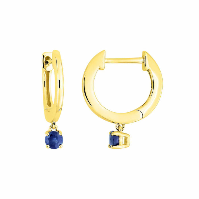 Colors Hoop Earrings - Sapphire Yellow Gold