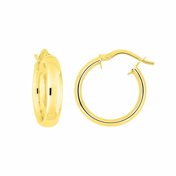Hoop Earrings - Diameter 15mm in Yellow Gold
