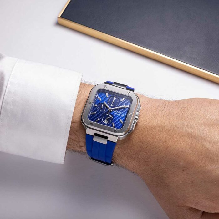 Herbelin Cap Camarat Square Chronograph Blue Watch - Image 2