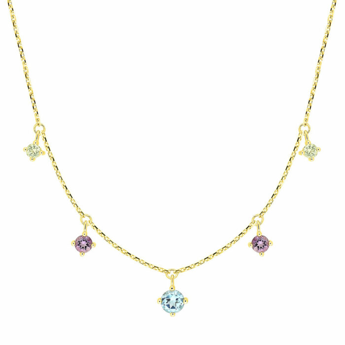 Dangling Charms Necklace with Fine Gemstones